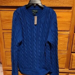 J. Crew Always Men's Blue Cable Knit Sweater